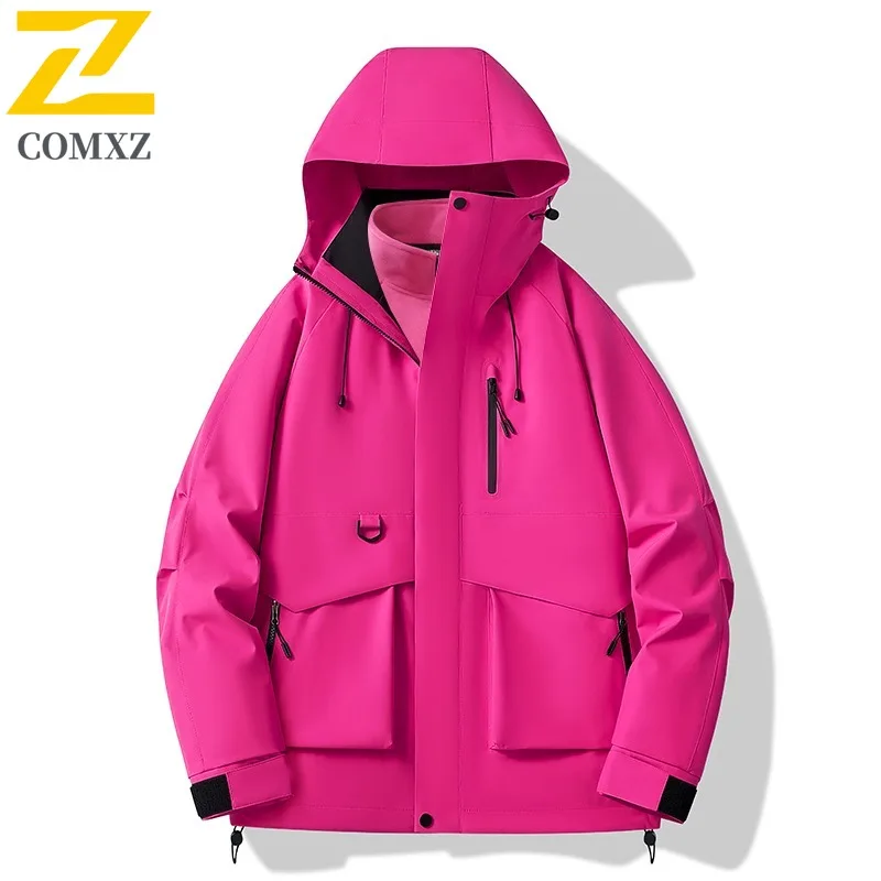 COMXZ الرجال معطف غير نافذ للمطر 3 في 1 مقنعين في الهواء الطلق تسلق العمل سترة واقية سترة التخييم عالية الجودة مقاومة للخدش ملابس خارجية #4