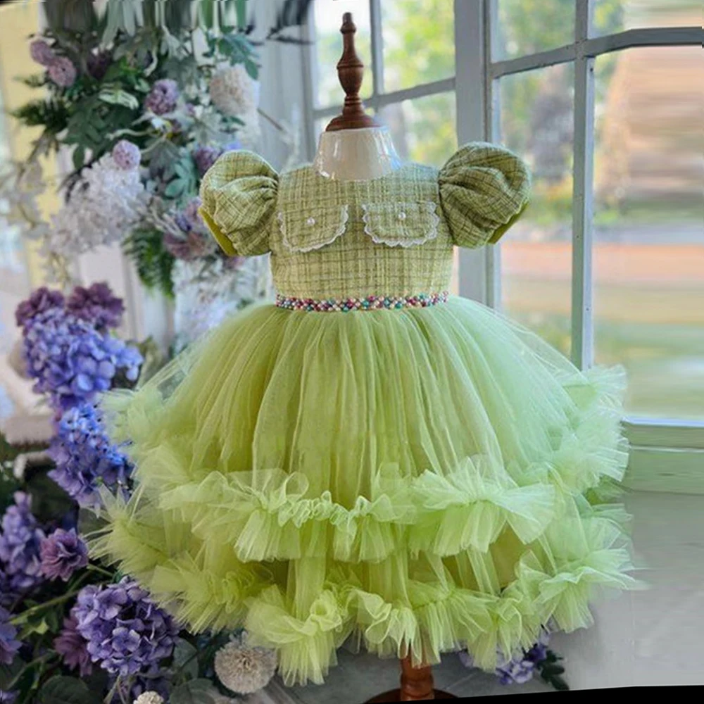 

Baby Girl Dress For Birthday Party Flower Vintage Luxury Clothes For Kids Holiday Ceremony Costume Children Princess Vestidos