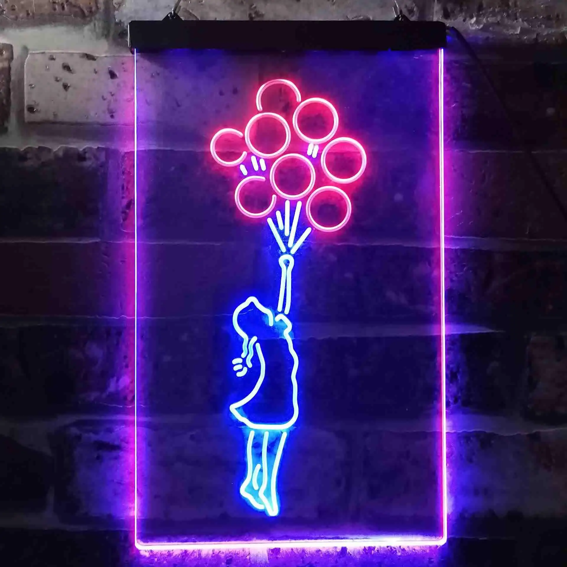 

Girl reaching out to a Balloon Dual Color Led Neon Sign st6-i3480