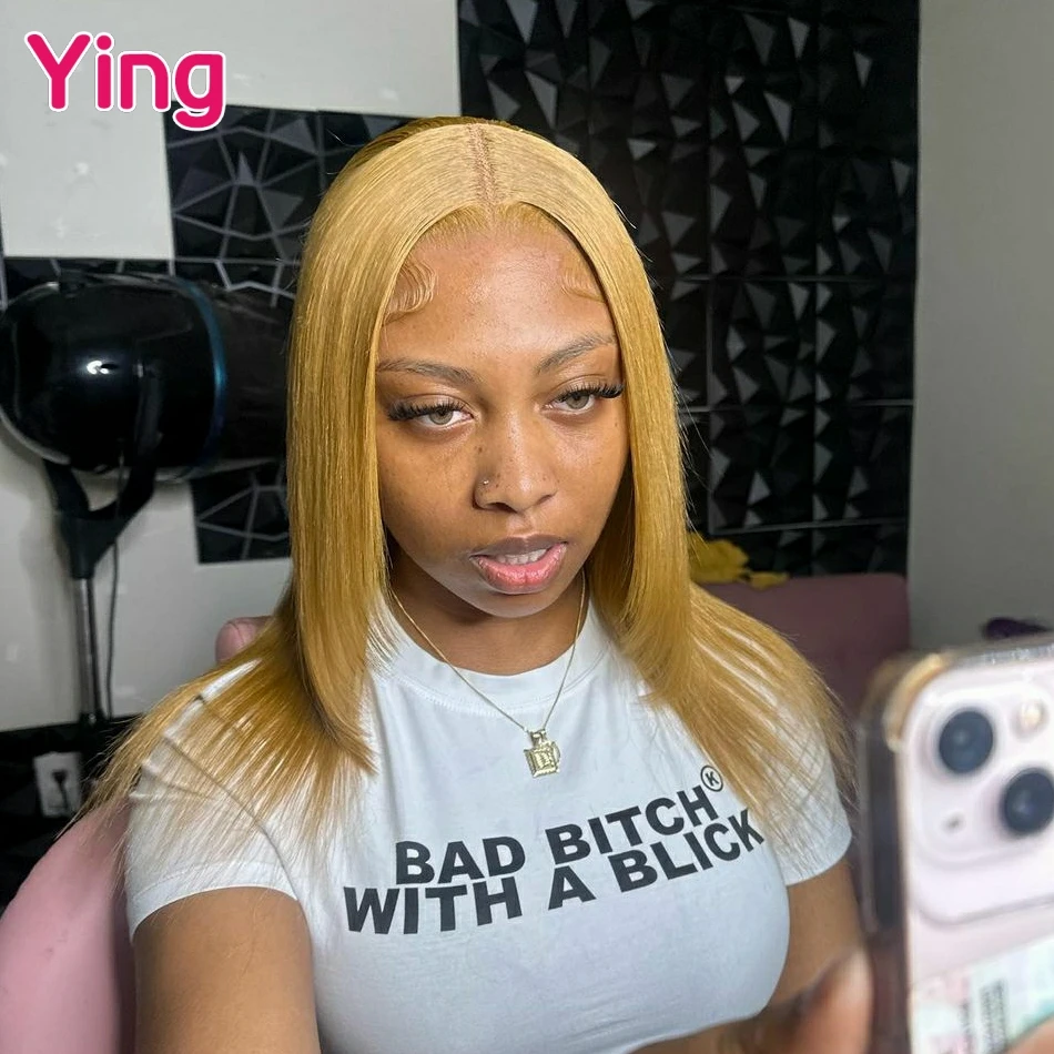 

Ying Fallen Leaf Yellow Colored Straight 13x4 Lace Frontal Wig PrePlucked Brazilian #613 Blonde 13x6 Lace Front Human Hair Wigs