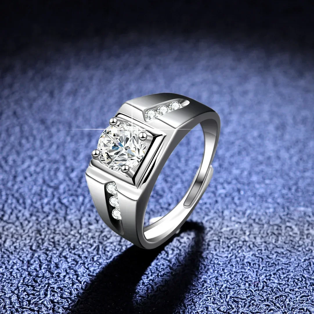 

Platinum PT950 Ring Moissan Diamond Rings Classic Simple Atmosphere Men's Ring Wedding Ring Jewelry for Men