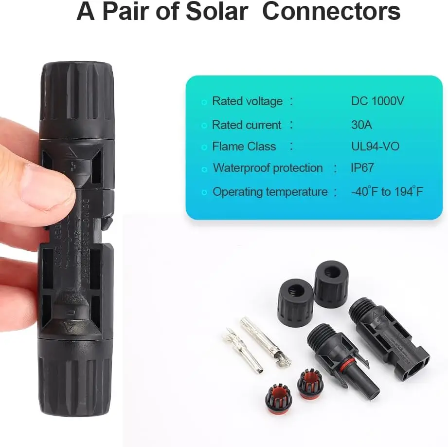 10 قطعة موصلات كابل اللوحة الشمسية ذكر/أنثى موصلات الطاقة الشمسية IP67 مقاوم للماء 1000 فولت 30A 10AWG مع مفاتيح المفك المزدوج