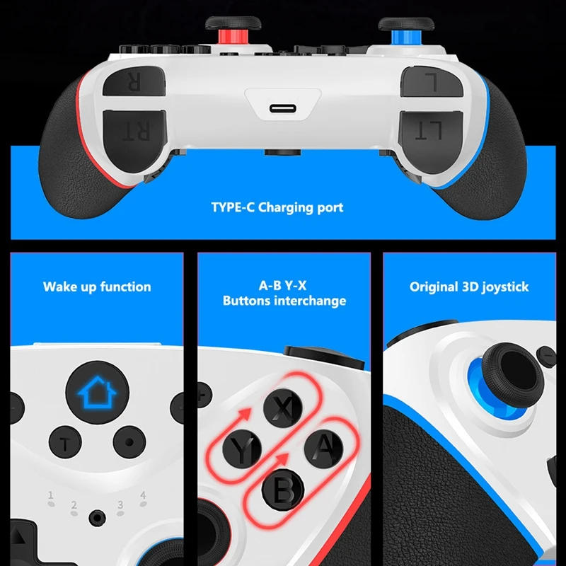 For Android PC 360 Steam TV Box Switch Wireless Bluetooth Multifunction Convenient Practical Gamepad, Black Durable