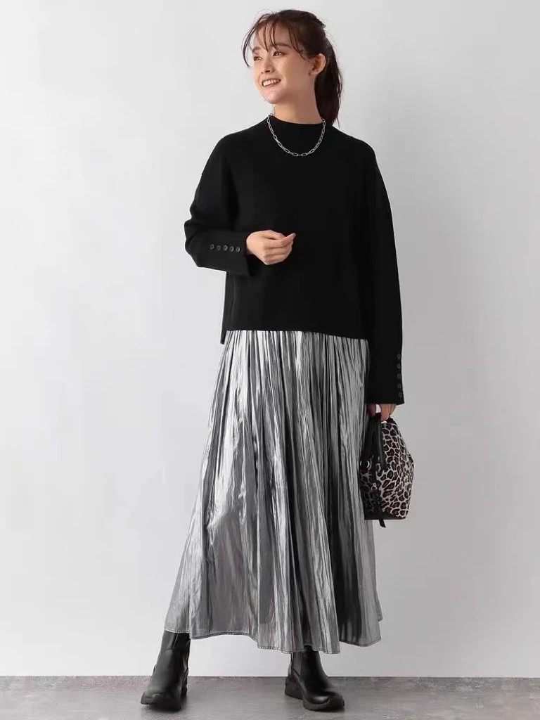 سترة نسائية مستديرة من NK Island سترة محبوكة كسول ثنيات للخريف والشتاء مريحة وفضفاضة طويلة Sve #3