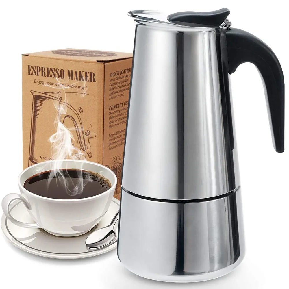 

Горячий кофейник из нержавеющей стали, итальянский кофейник мокко, европейский портативный электрический кофейник