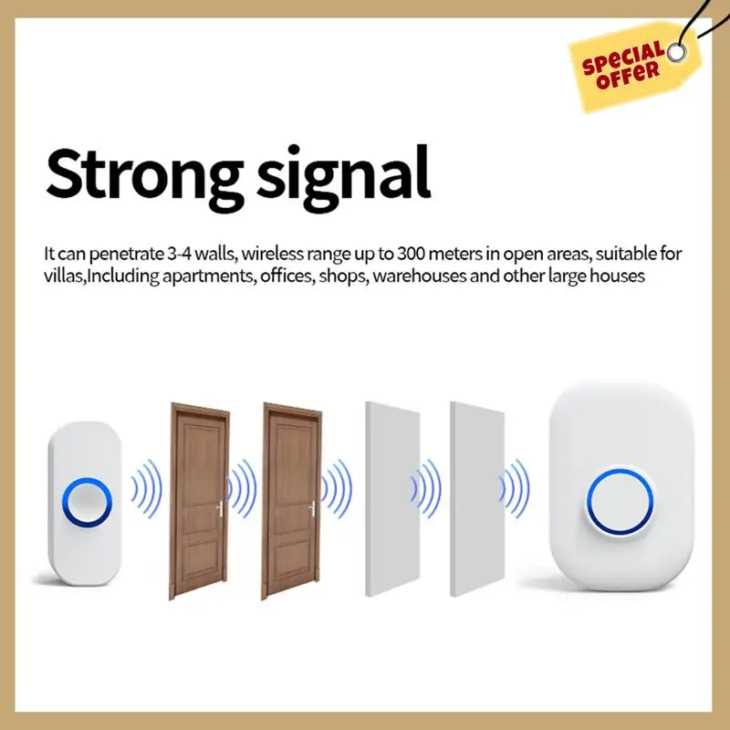 جرس باب لاسلكي مقاوم للماء، ترحيب بالمنزل الذكي، جرس باب منزلي عن بعد، جرس ذكي - WMAN