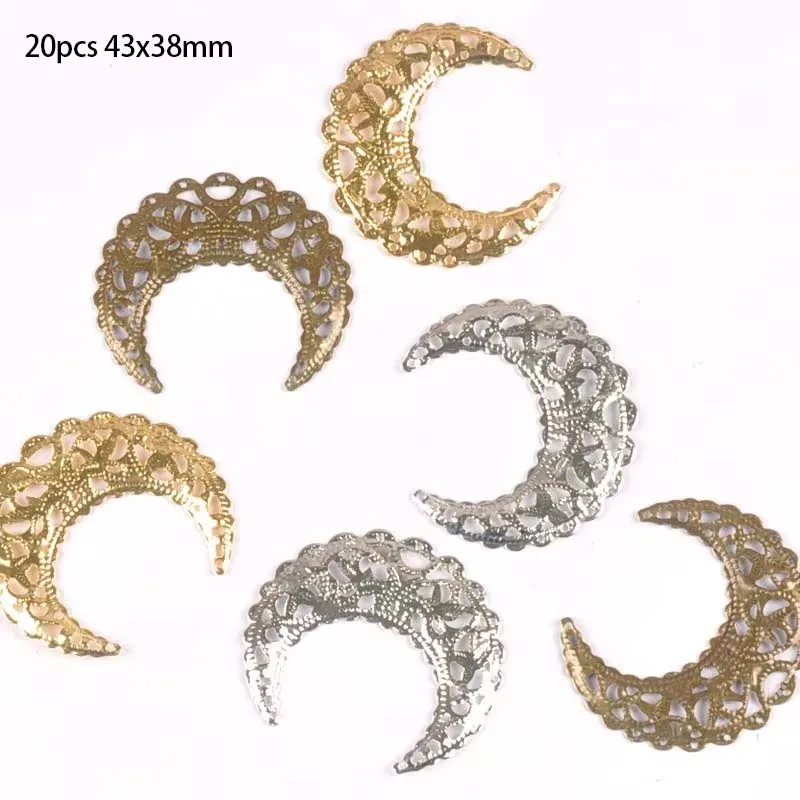 20pcs Filigree Flower Wraps Connector Ancient  Flatback Metal Embellishments Scrapbooking For Jewelry Findings 43x38mm YKL0740