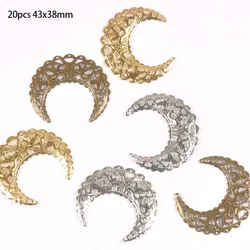 20pcs Filigree Flower Wraps Connector Ancient Flatback Metal Embellishments Scrapbooking For Jewelry Findings 43x38mm YKL0740