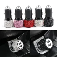 Bling USB Car Charger 5V 2.1A Dual Port Fast Adapter Pink Car Decor Car Styling Diamond Car Accessories Interior for Woman