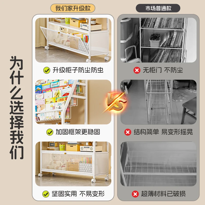 Children's bookshelf Floor shelf Household picture book rack Mobile toy storage rack Simple baby multi-layer bookcase