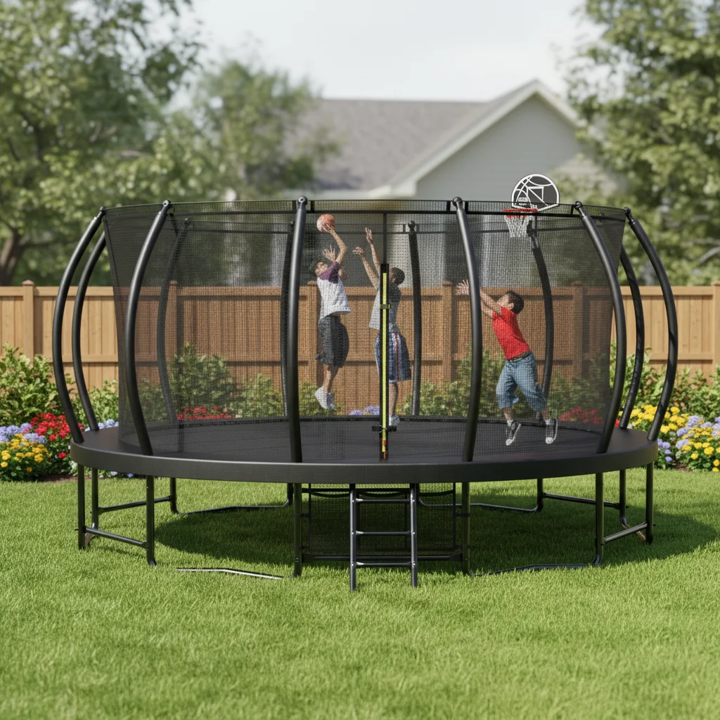 Round Trampoline  14FT Trampoline with Safety Enclosure Net for Kids and Adults Outdoor Garden