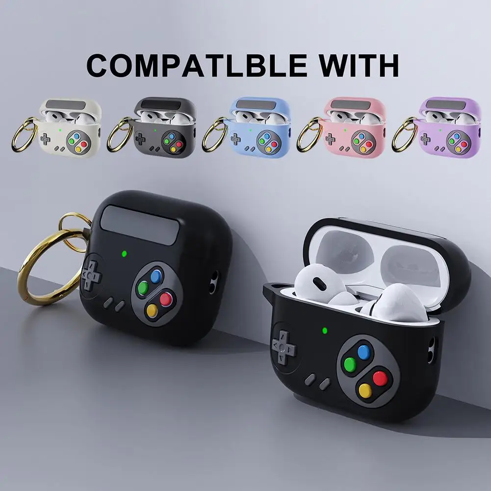 For AirPods 4 Case Cover Cute Funny Unique Stylish Game Silicone Protective Case with Keychain for Airpods 4th Generation