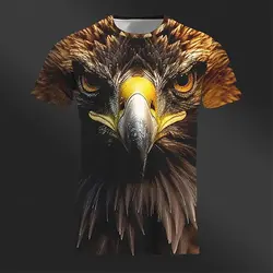 Funny 3D Eagle Pattern T Shirt For Men Hip Hop Trend Harajuku Summer Oversized T-shirts Fashion Casual O-neck Short Sleeve Tops