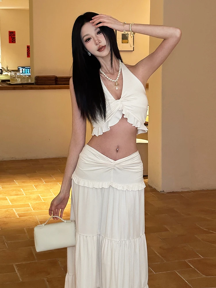 غريب سنور المرجان الأحمر خارج الكتف سترة منخفضة الخصر تنورة مجموعة المرأة Faion الربيع جمع البوليستر مزيج قطعتين دعوى