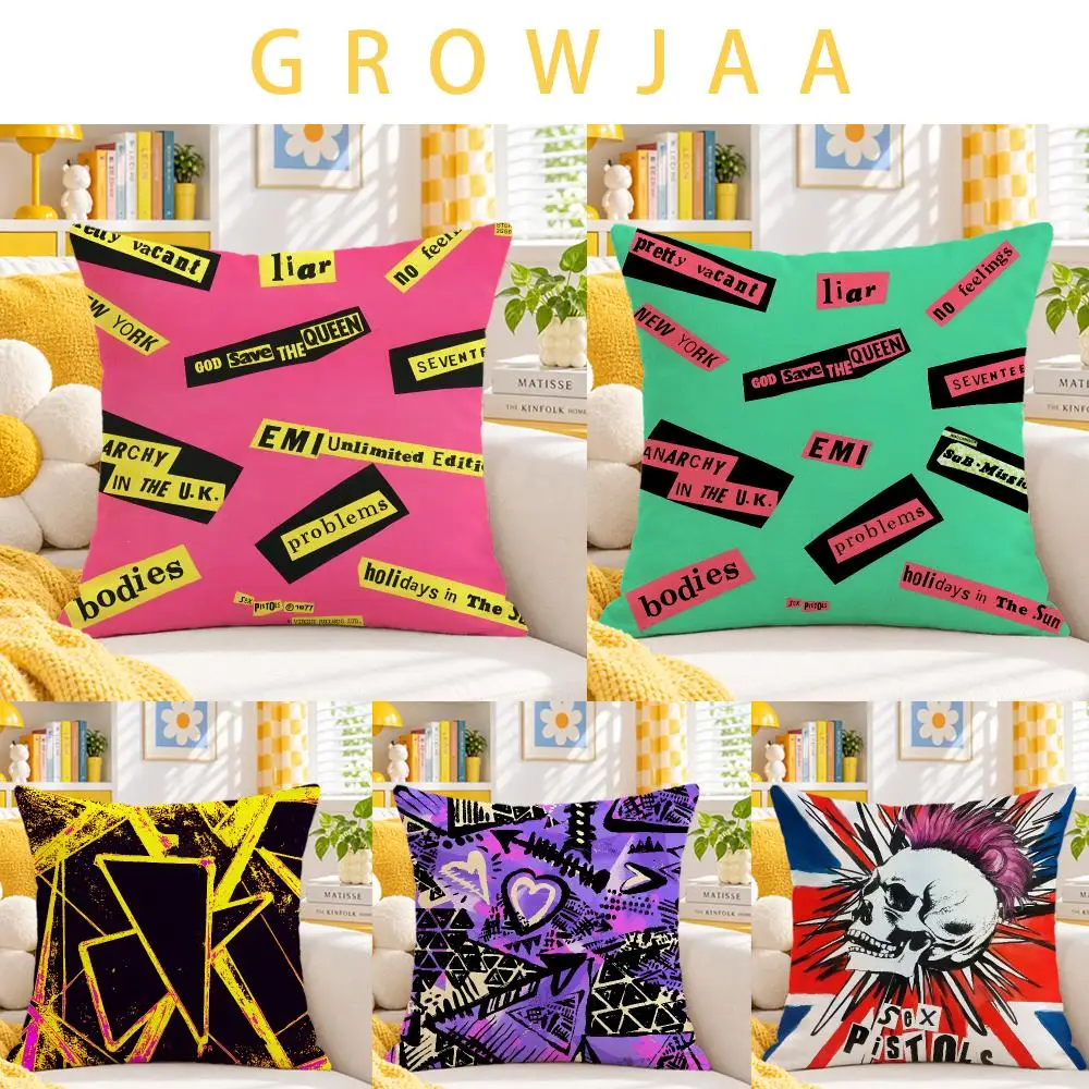band Sex Pistols Cushion Cover Throw Pillow Short Plush Fresh Bright Cushion for Bedroom Sofa Ornament Present Gift