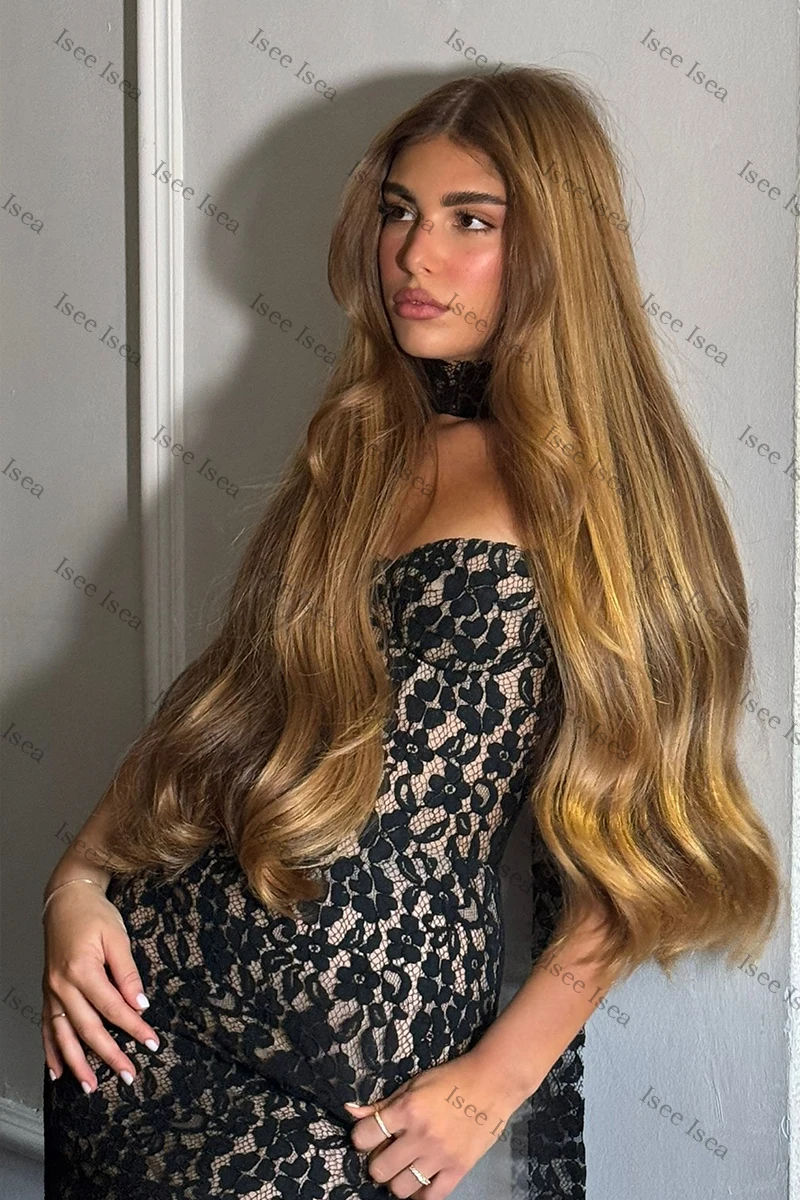 فساتين سهرة سوداء للنساء حورية البحر دانتيل رسن فساتين عشاء بدون حمالات فستان حفلة موسيقية ضيق مخصص