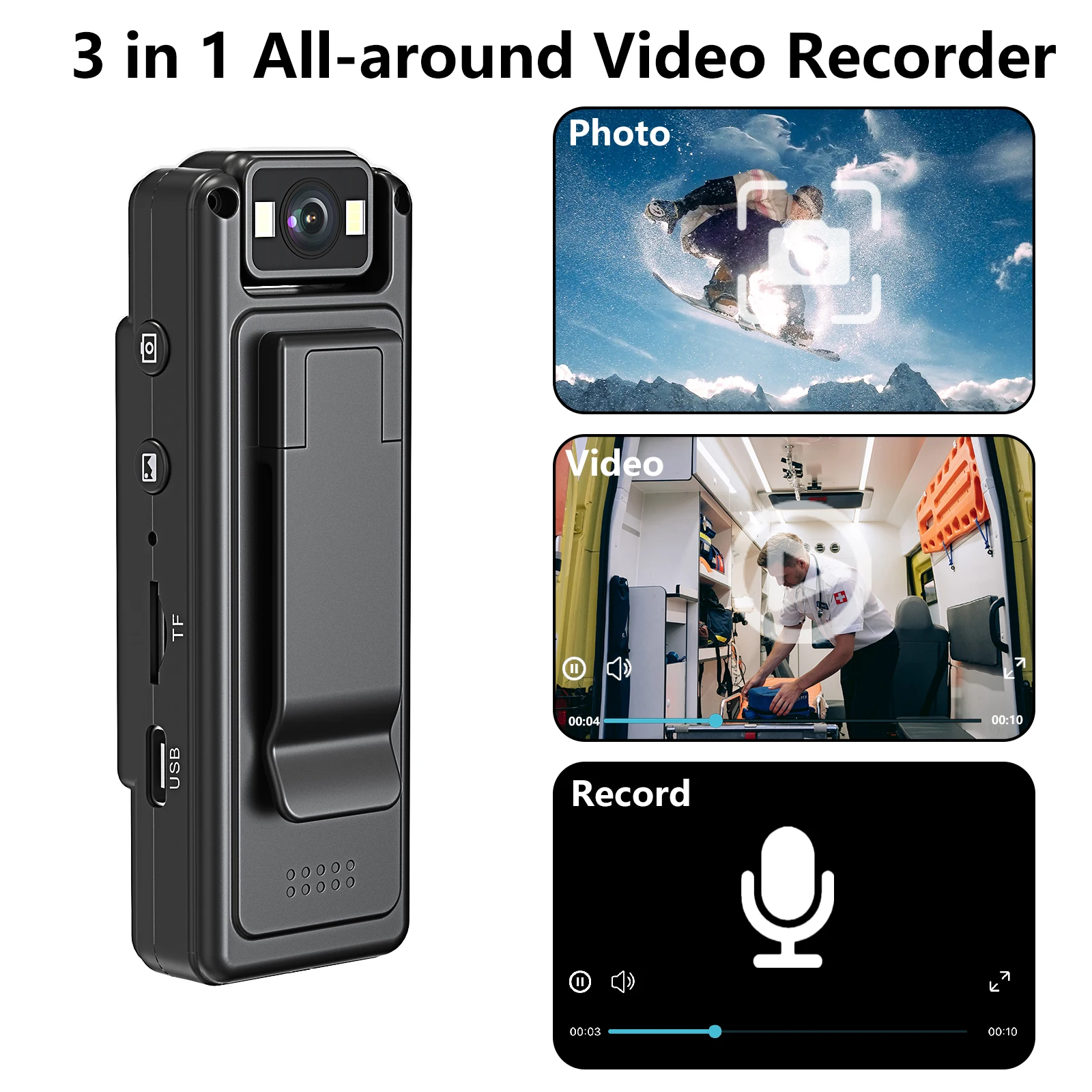 HD Wifi Mini Camera 1080P Portable Digital Video Recorder Body Camera Infrared Night Vision Police Camera with Screen Display