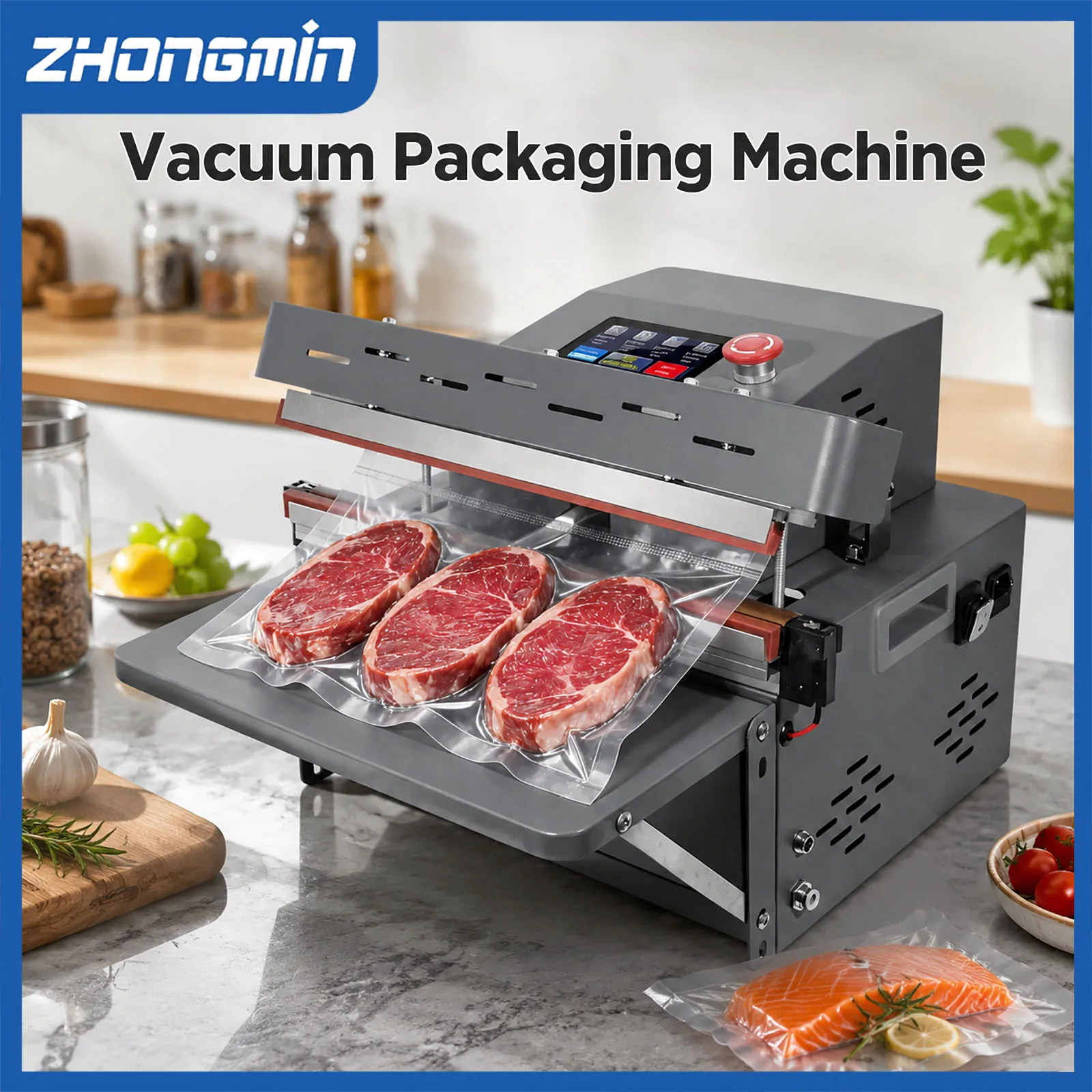 ZM-EV408 Automatic Vacuum Packaging Machine External Vacuum Sealer Gas Filling And Sealing Machine 220V/110V Vacuum Food Machine