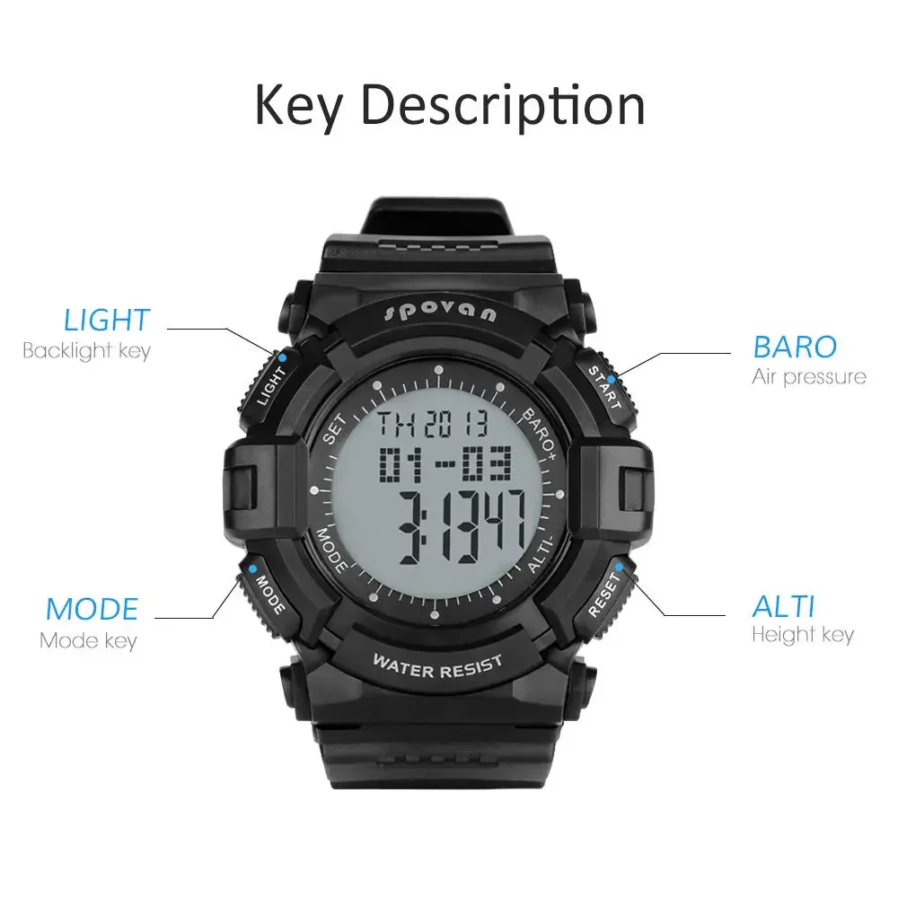 Spovan Blade IV Smart Watch Outdoor Waterproof Round Barometer Altimeter Thermometer Smartwatch Fishing Spots Record Reloj