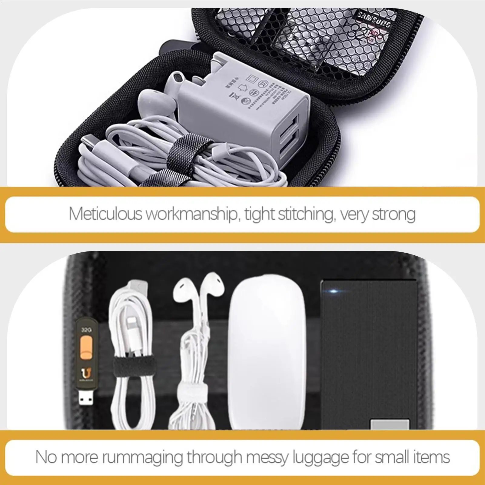 Earbud Case Mesh Inner Pocket Pouch Electronic Data Cable Organizer Bag For Phones Memory Cards Batteries Charger Adapter Hard