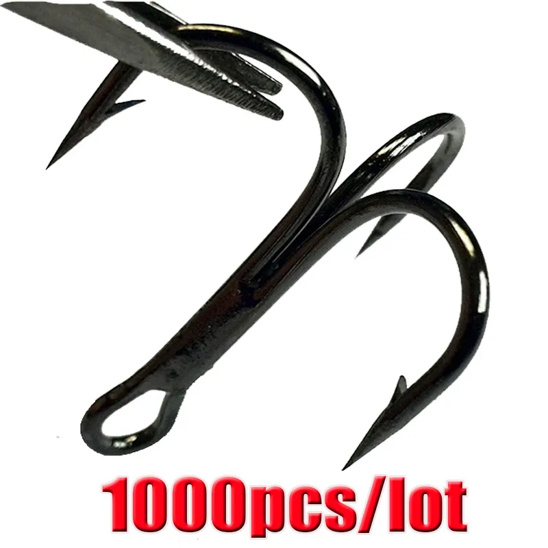 2025newBlack Nickle  fish round hook  high  carbon steel sharp hook fishing barbed treble hooks 1000pcs/lot tripe  fshing hook