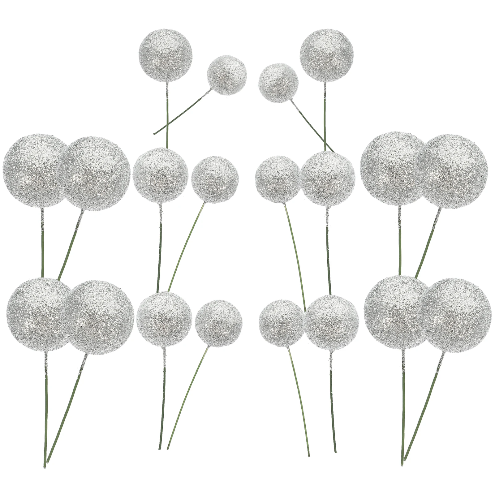 

20pcs Cake Decoration Balls Glitter Foam Cupcake Toppers Diy Party Wedding Supplies Mini Ball Cake Picks Multi-Use Baking