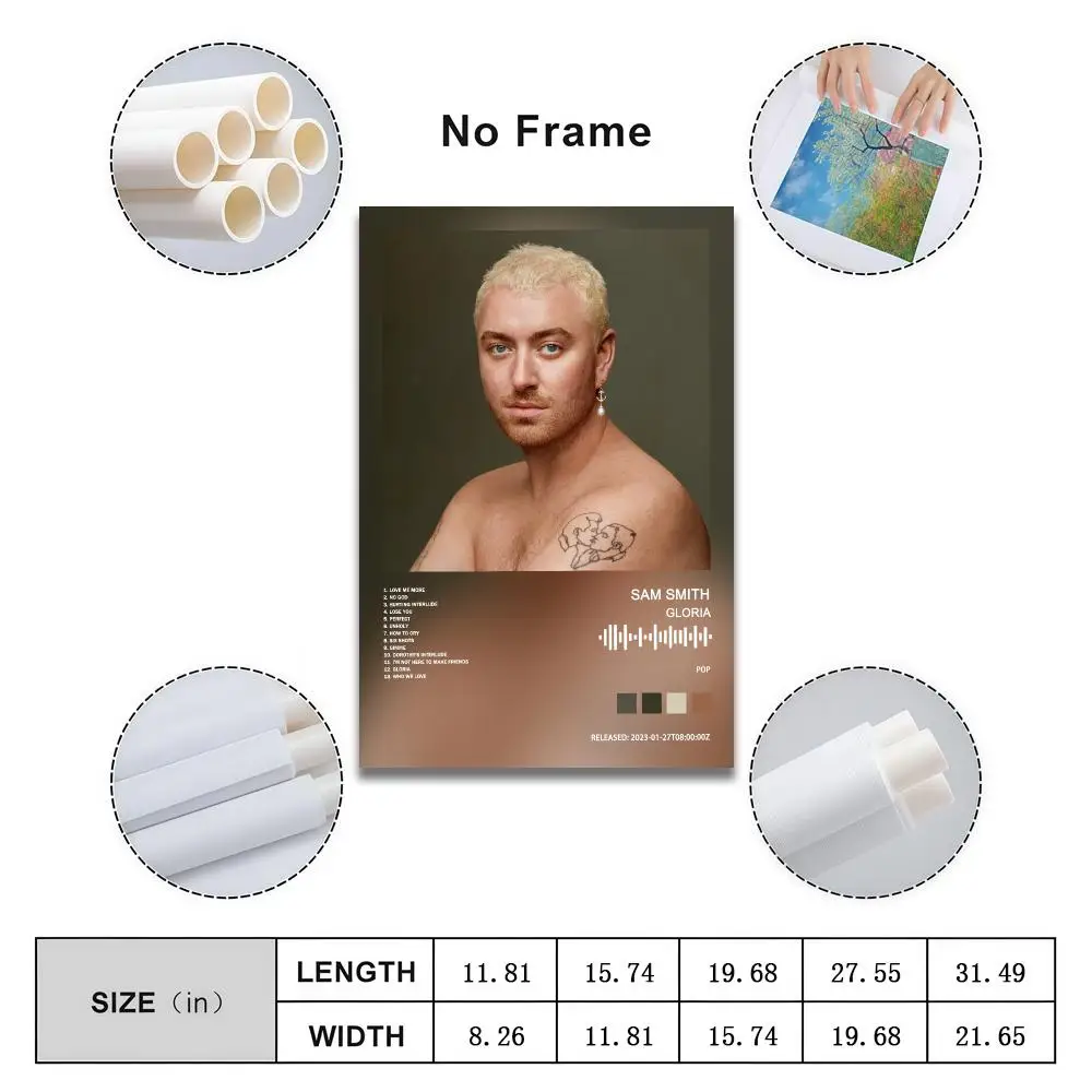 Sam Smith Poster Peelable Self-Adhesive Album Cover Poster Stickers, Frameless Wall Art for Singer Band Pop Rap Bedroom
