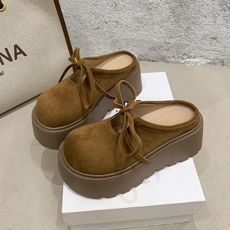 

Women's Slippers Platform Suede Flats Mules Shoes Fashion Cozy Woman Shoes 2025 Autumn New Designer Casual Mujer De Zapatillas