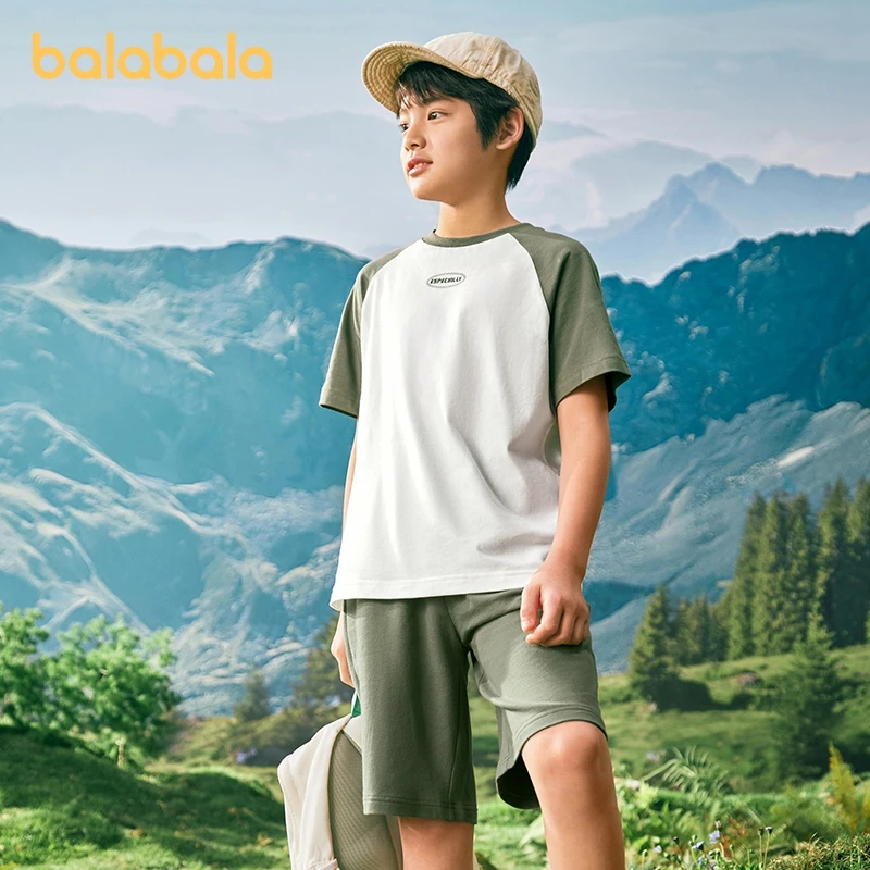 

Balabala Set Boys Clothing 2024 Summer New Collection Sporty Printed Short-Sleeve Two-Piece Set for Mid to Big Kids Handsome
