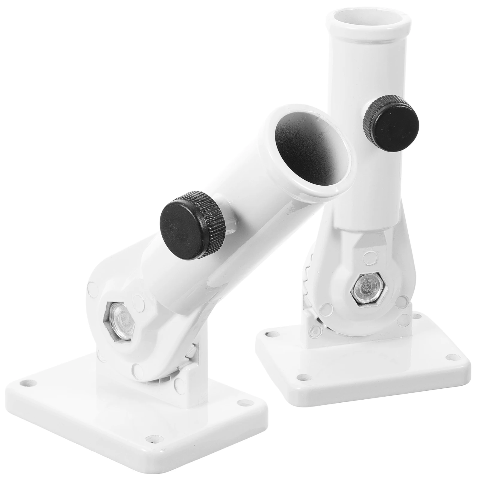 

White Aluminum Alloy Wall Flagpole Holder Bracket Set of 2 Pieces Metal Base Adjustable for Garden Courtyard Flag Display