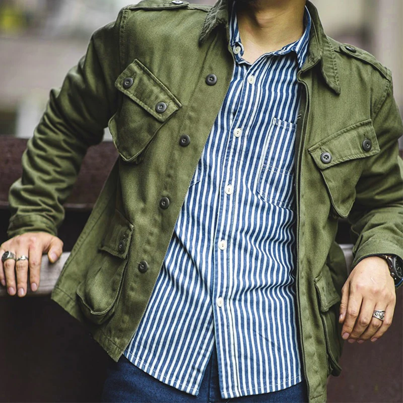 2026 Autumn Fashionable Mens Loose Jackets Vintage Turn-down Collar Button-up Multi Pocket Cargo Jacket Men Outdoor Casual Coats