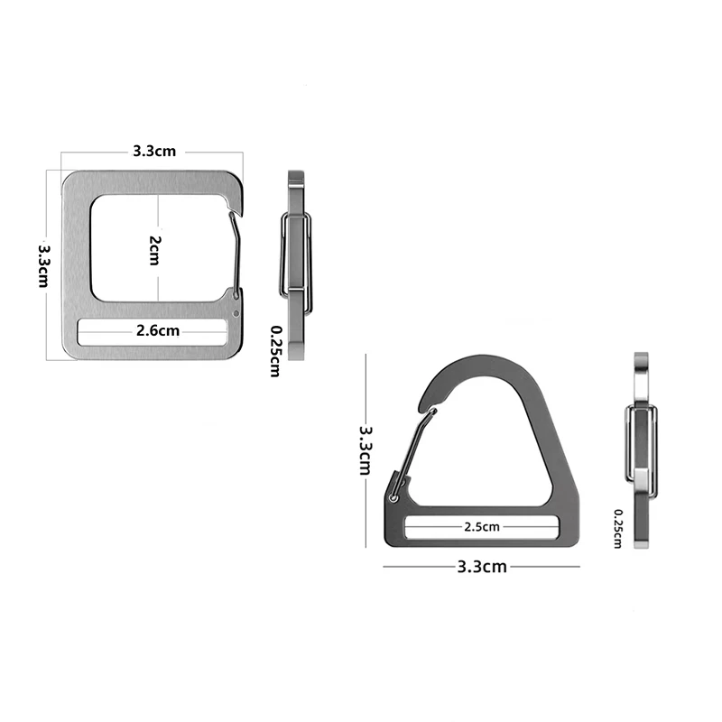 Square Triangle Stainless Steel Carabiner With Lock Mini Keychain Hook Anti-Theft Outdoor Camping Backpack Buckle Key-Lock Tool