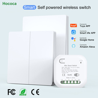 Rocketed tuya smart self powered wireless switch 1/2 gang waterproof kinetic energy panel app remote control light switches