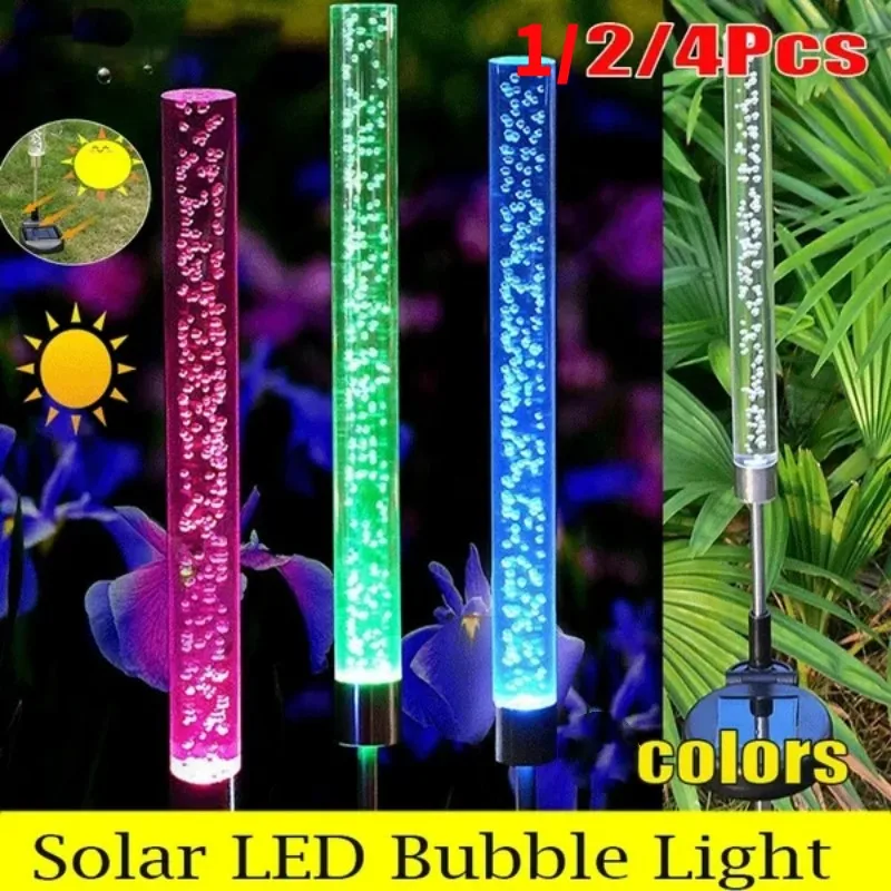 1/2/4PCS  Acrylic Bubble Solar Pathway Lawn Lamp RGB Garden Outdoor Solar  Light Waterproof RGB Color Changing LED Solar Lights