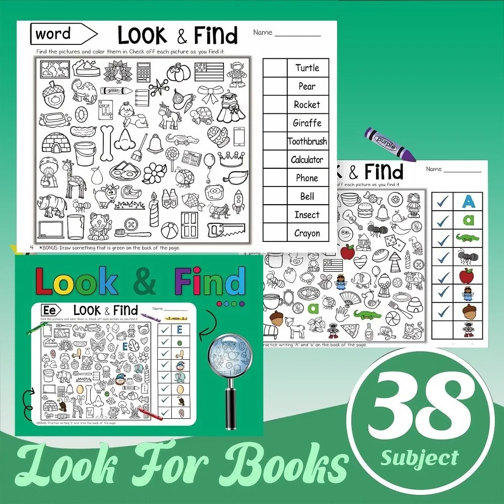 Interactive Find & Color Book Enhanced Attention Observation Skills Hidden Object Coloring Book Thicken Paper Seek & Color Book