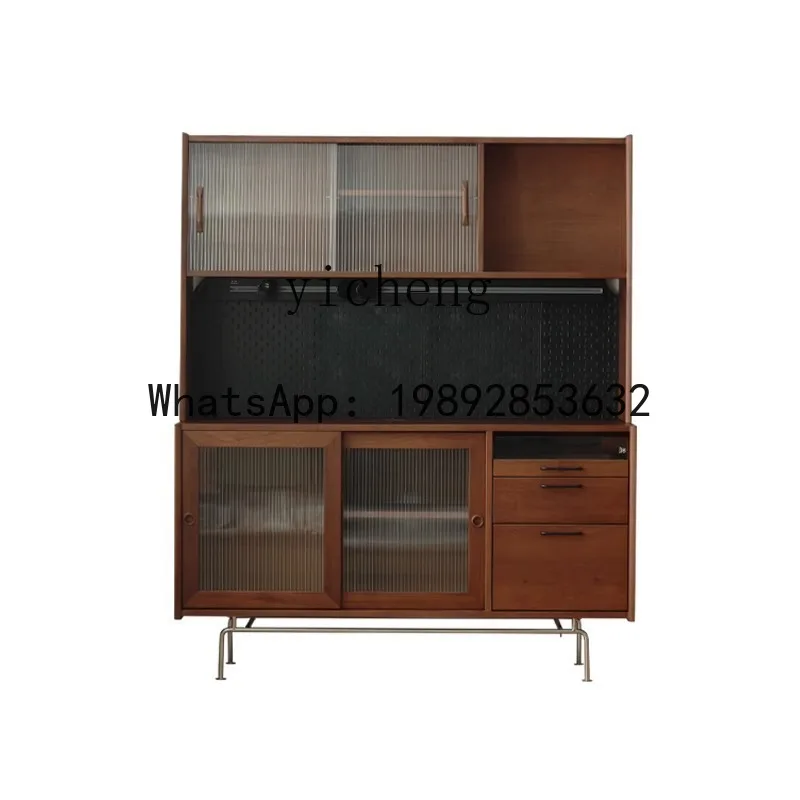 BB Solid Wood Mid-Ancient Dining Side Living Room Wall Tea High Cabinet Display Cabinet Locker