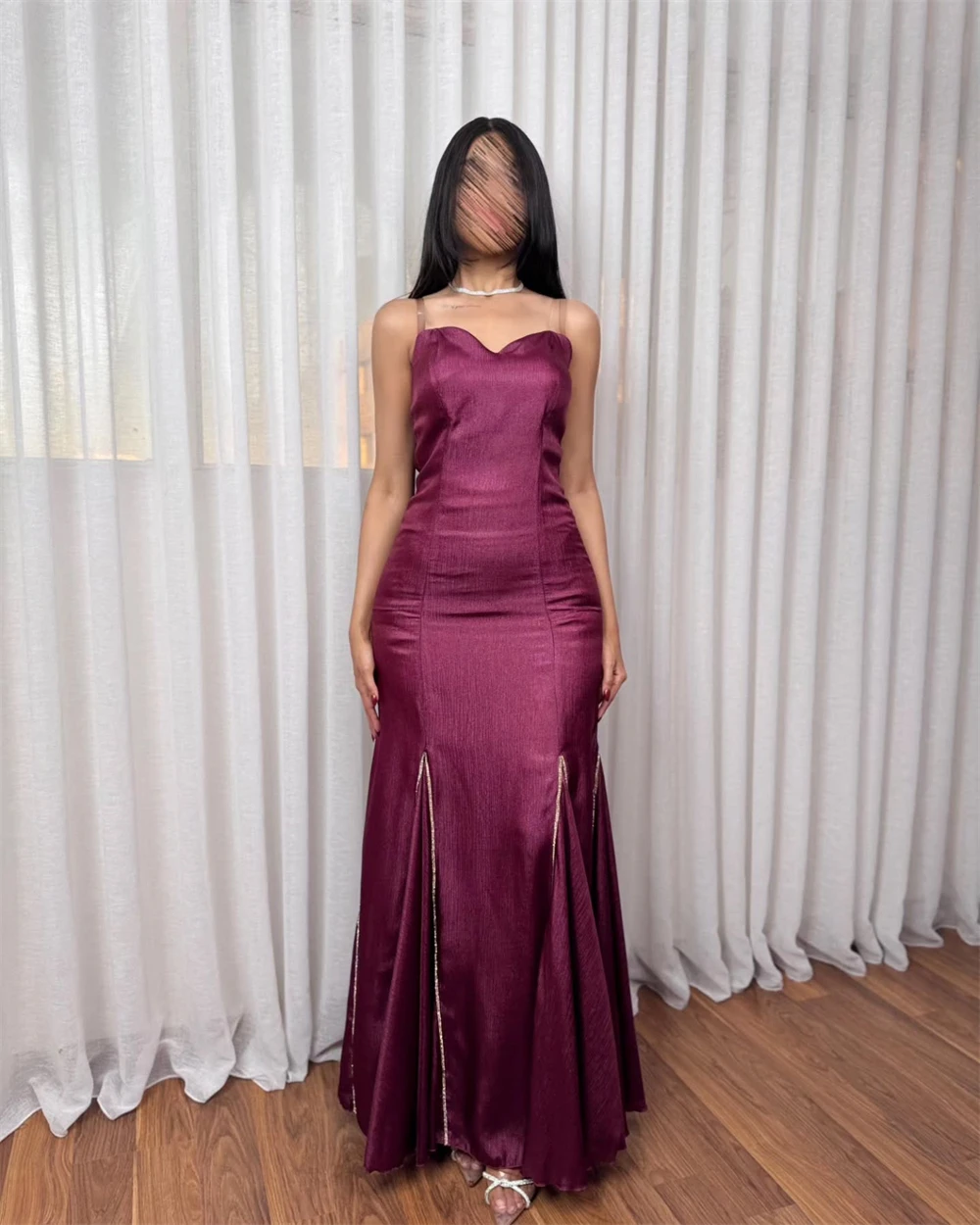 Aangepaste avondjurk Prachtige jersey strapless off-shoulder lange mouwen galajurken rechte vloerlengte feestjurken