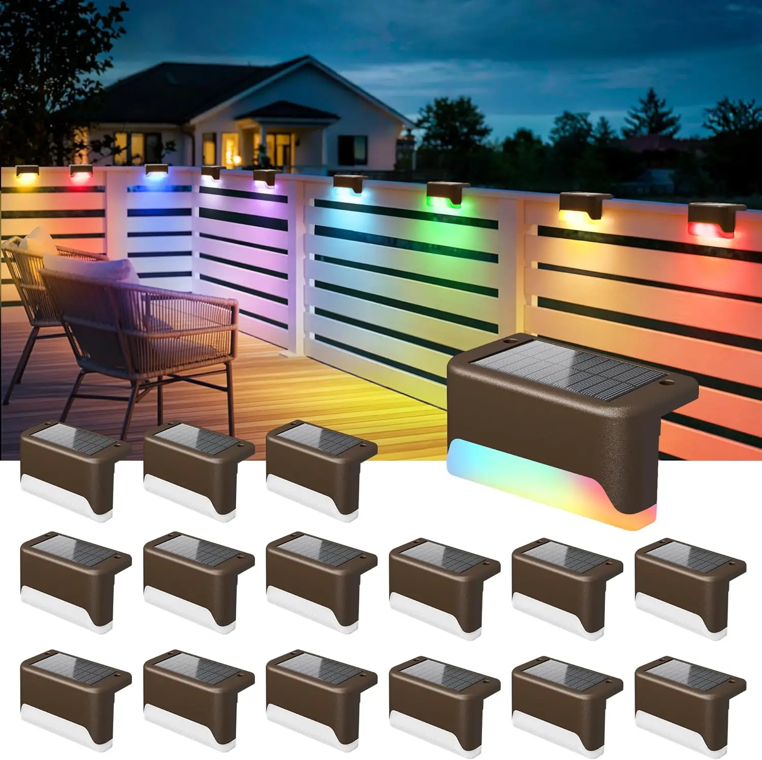 Walkway Lights Stone Resin 5in 2-in-1 Adjustable Dusk to Dawn Summer Purple