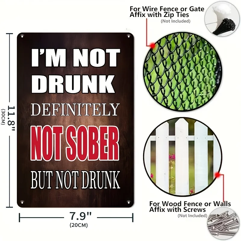 2D Flat 6-Pack of INEED Retro Humorous Metal Tin Signs, 30.48X20.32 cm Vintage Sarcastic Quote Plaques, Suitable for Hanging in