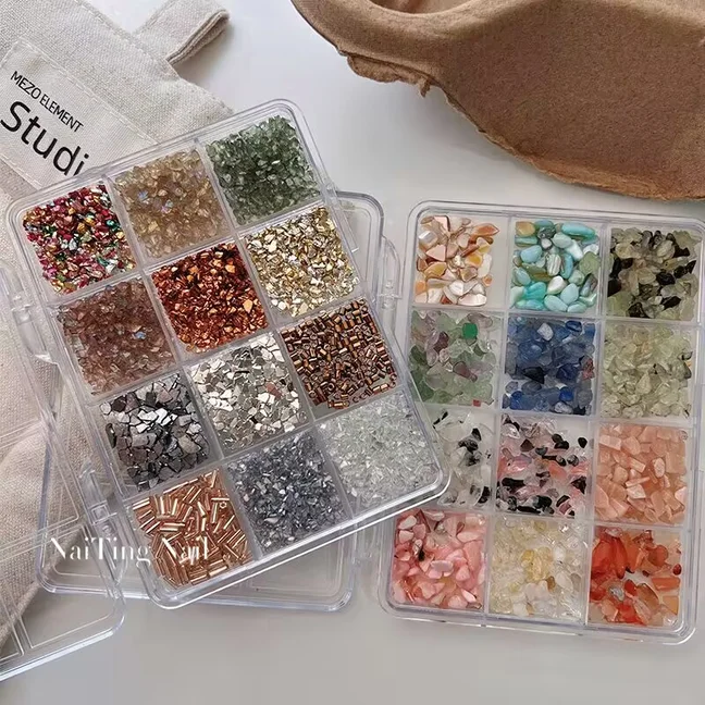 1Box  Shell Flakes Abalone Nail Art Rhinestones Aurora Nails Charms 3D Slice Shell Stone Sequins Nail Art Decoration Manicure