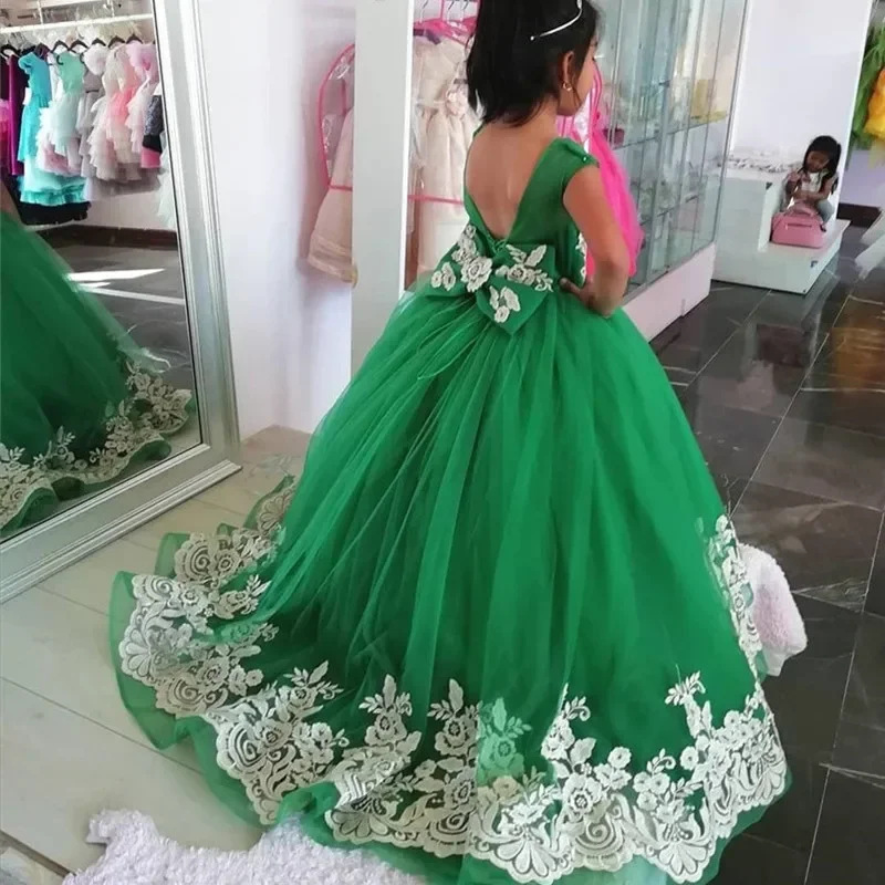 Vestidos de niña de flores con cuentas, vestidos de desfile para niñas pequeñas, fiesta de cumpleaños, graduación, vestido de Navidad para niños