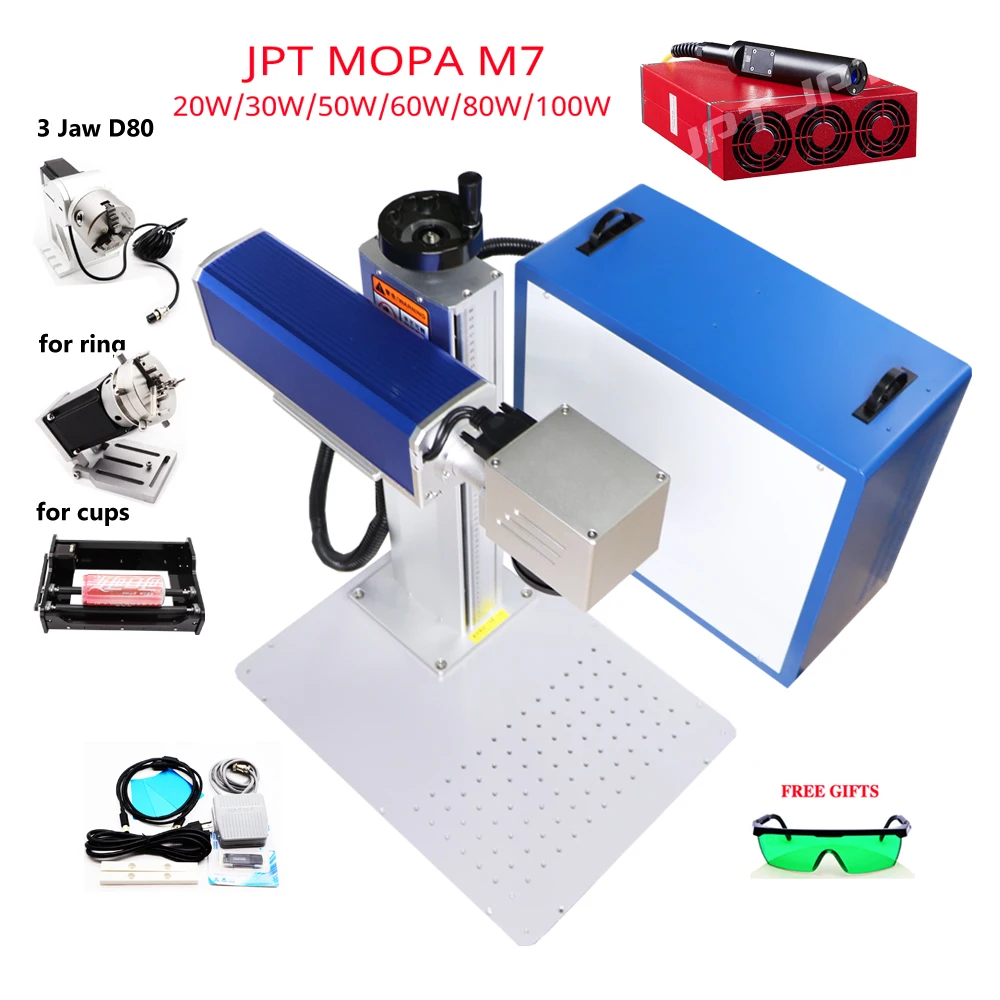 Galvo Laser JPT MOPA M7 100W 80W 60W 50W 30W 20W Fiber Laser Marking Machine Metal Engraving Cutting Machine JCZ Board EZCAD