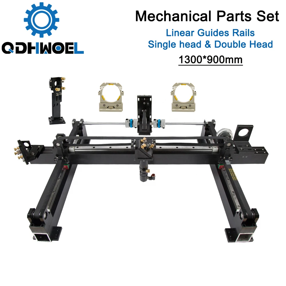 

QDHWOEL Mechanical Parts Set 1300mm*900mm Single Double Head Laser Kits Spare Parts for DIY CO2 Laser 1390 CO2 Laser Machine