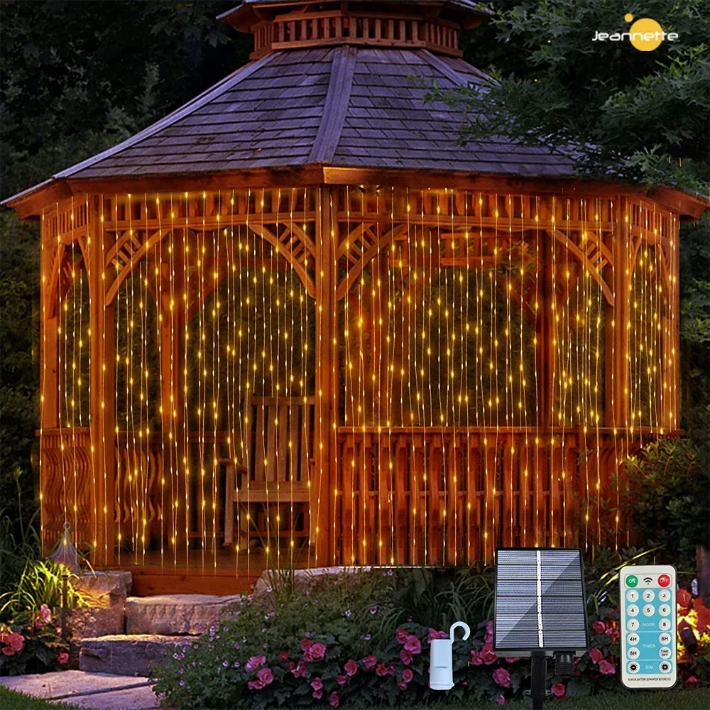 

Solar Fairy Curtain Lights Outdoor Waterproof 3M 300LED Garland Light Solar Power Lamp Xmas for Garden Party Wedding Decoration