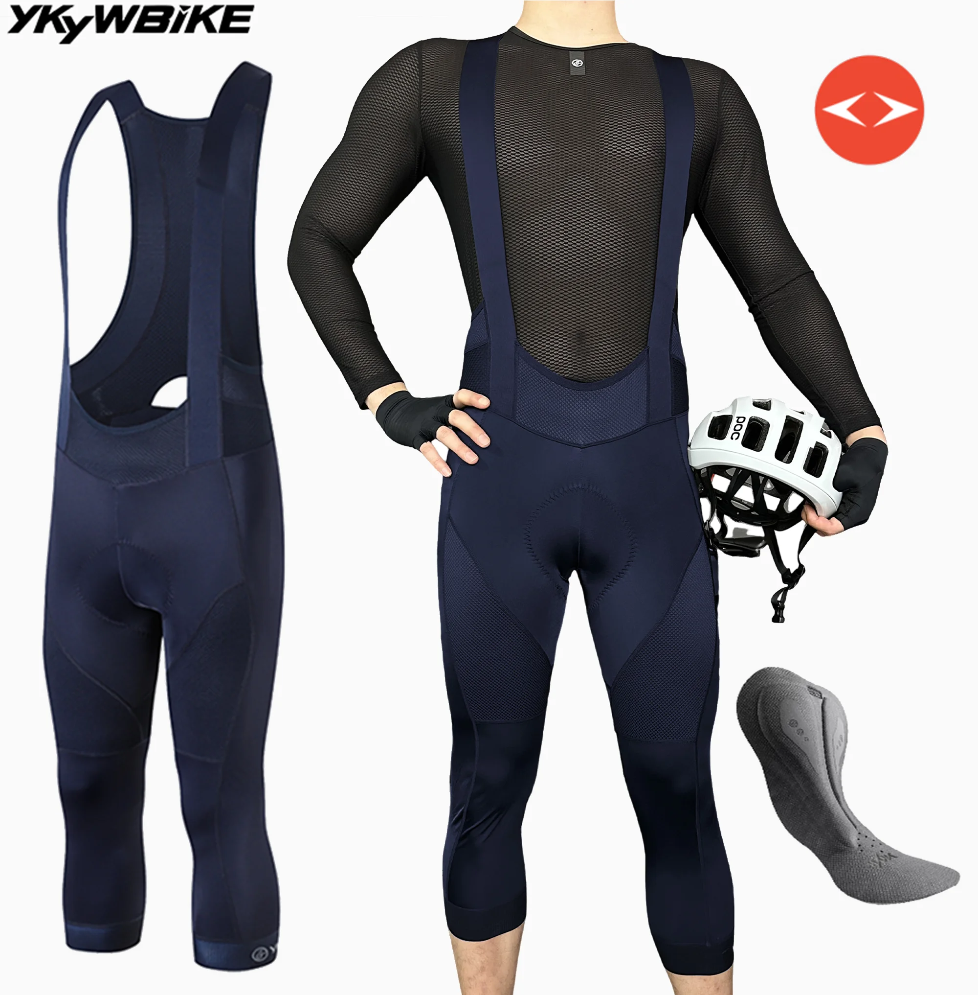 

Ykywbike Men's 3/4 Cycling Bib Shorts 6 Hours Ride Padded Shorts Pro Road Bicycle Tights Pants Mtb Bib Bike Short