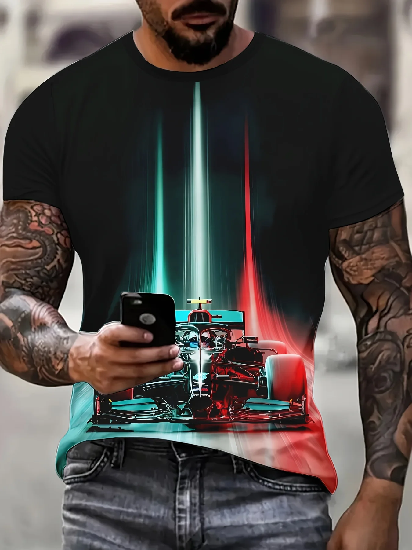 

Summer Hot Selling Men Sports T-shirt Men Innovative 3D Racing T-shirt Men Sports Casual T-shirt Round Neck T-shirt Quick Drying