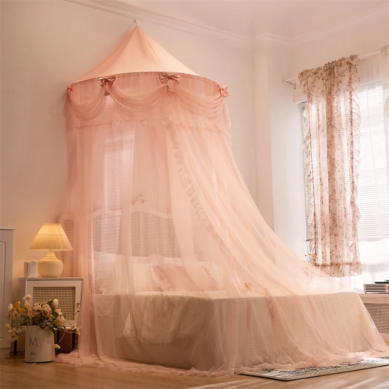 

Hanging Dome Mosquito Net Bed Canopy Lace Princess Bed Valance Anti-mosquito Densified Net Gauze Home Textiles Bedcover Curtain