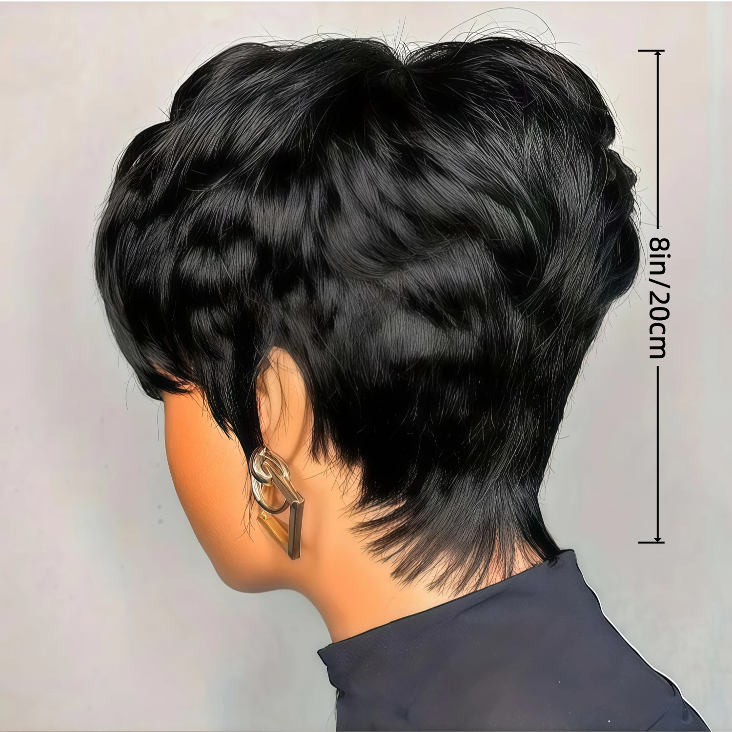A short bob wig suitable for elf shaped hair, no need for glue fixation, lace free forehead design, with bangs,synthetic wig image 2