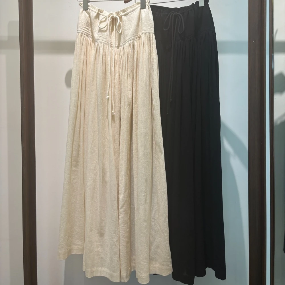 Drawstring Pleated Wide-leg Culottes Wide-leg Pants