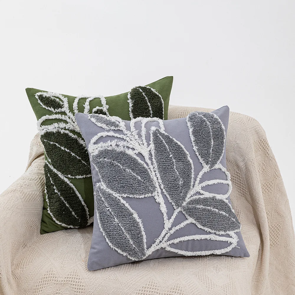 Leaf Pattern Pillowcases Tufted Cushion Covers 45x45cm Vintage Bohomian Decorative Home Decor Items Farmhouse Cushions Cover